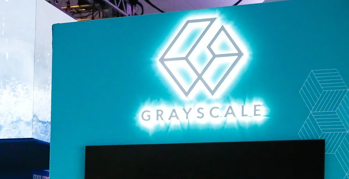 The Grayscale booth at the Exchange ETF Conference in Miami Beach, Florida, U.S., on Wednesday, April 13, 2022. Photographer: Eva Marie Uzcategui/Bloomberg